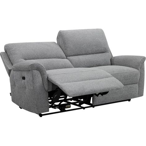 Canapé relax électrique 3 places en tissu doux gris – LEONIE