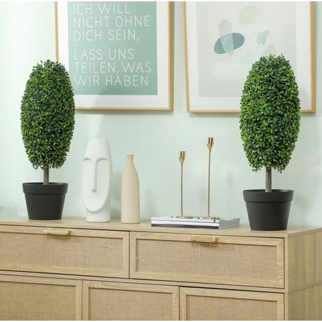 Set de 2 plantas artificiales 62.0x39.0x24.0 cm, follaje resistente a UV, sin mantenimiento, plástico verde (1/5)