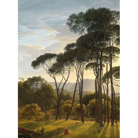 Papier peint panoramique paysage peinture | Tapisserie panoramique arbre journée ensoleillée | Papier peint panoramique salon & chambre - 192 X 260 cm (4 pièces) (1/2)