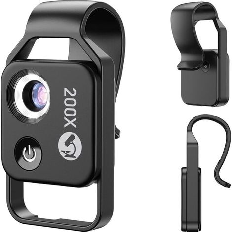 200x Handy-Taschenmikroskop, professionelles Makroobjektiv mit LED-Licht, kompatibel mit iOS und Android, 60006500K/120mAh MUMU (1/4)