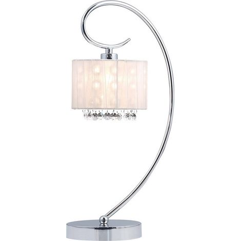 Italux Span - Lampe de table Chrome 1 lumière avec abat-jour en cristal, E14