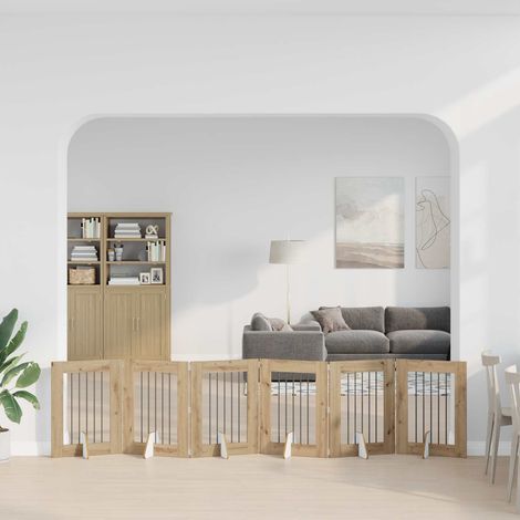 vidaXL Foldable Dog Gate with Stands 6 pcs Artisan Oak 362 cm (1/5)