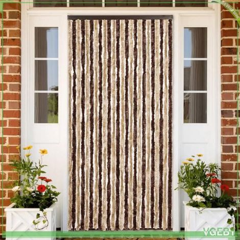 377368 Rideau anti-mouches beige et marron clair 100x230 cm chenille (1/5)