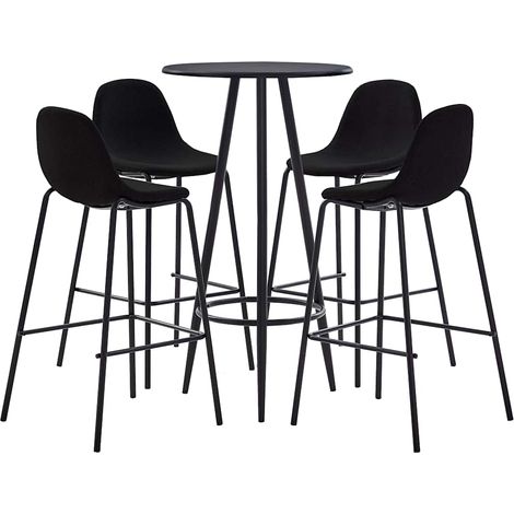 Ensemble de bar 5 pièces avec table et 4 chaises, MDF et tissu noir - PANGIVO (1/5)