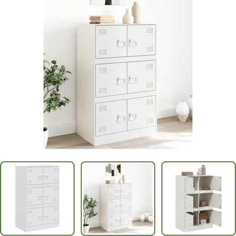 Schrank -  Sideboard Weiß 67x39x107 cm Stahl (1/5)