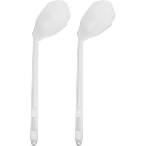 2 brosses WC blanches, long manche, poils doux, pour hôtel (1/5)