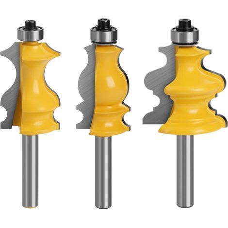 Lot de 3 Fraise Defonceuse 8mm, Fraises pour Défonceuses, Outils pour le Travail du Bois, Machines à Graver, Outils pour Machines à Découper, Pour Couper du Bois (8mm) (1/5)