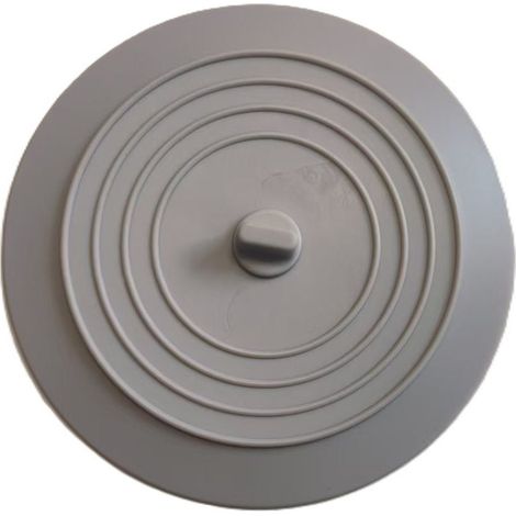 Lot de 3 bouchons de baignoire et d'évier, 15 cm, pour salle de bain et cuisine - ventouse en silicone, gris clair (1/4)