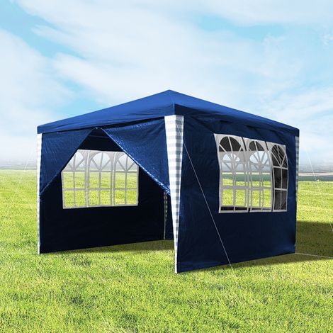 Randaco 3 x 3 m Partyzelt Festzelt in blau PE Plane Wasserdicht UV Schutz Gartenzelt