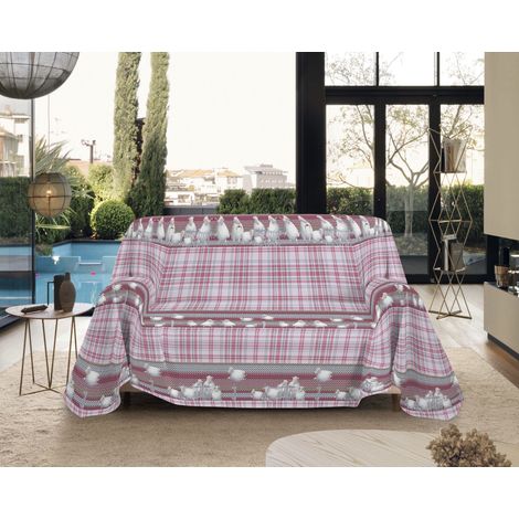 Telo Arredo Made in Italy in Cotone Grandfoulard Copritutto Copridivano Copriletto-Teli Sofà Arredatutto-Drappeggio-Arazzo-Copridivano Grand Foulard Letto Matrimoniale - Pecorelle Rosa