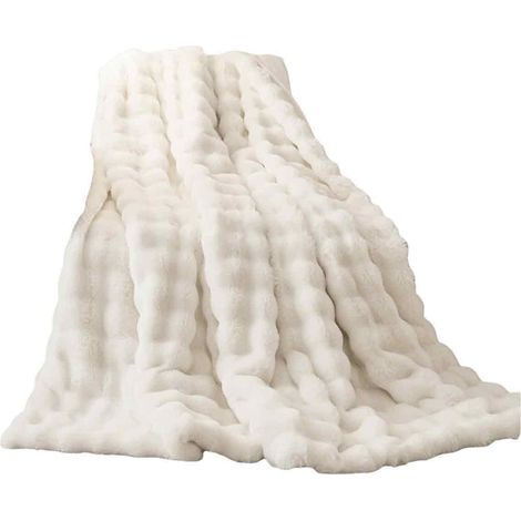 Couverture Douce et Moelleuse - Plaid Douillette pour canapé, Couverture en Fausse Fourrure Lapin en Peluche, Plaid Chaud épaisses à (1/5)