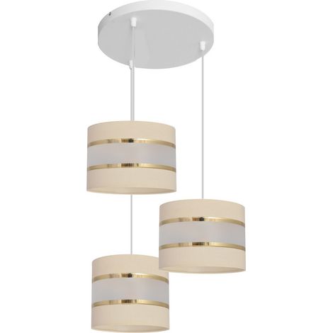 Helam HELEN Suspension Cluster Plafonnier Ecru, Doré, Blanc 35cm