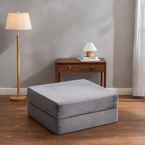 Pouf poire en velours côtelé gris foncé avec dossier ergonomique (1/5)