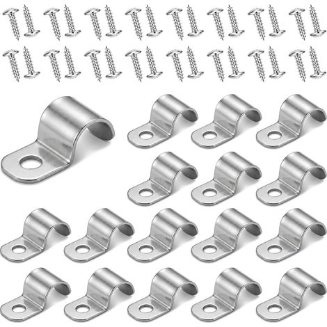50 colliers de fixation inox 304 pour câbles 7–8 mm 50 vis M3,5 × 12 mm Collier de serrage inox 304 de 0,8 mm forme U à 1 trou pour fixation cable de 7–8 mm sur support adapté (1/5)