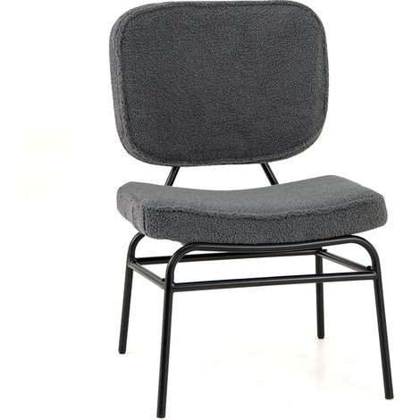 COSTWAY Upholstered Accent Chair Sherpa Reading Chair w/Sponge-Grey (1/5)