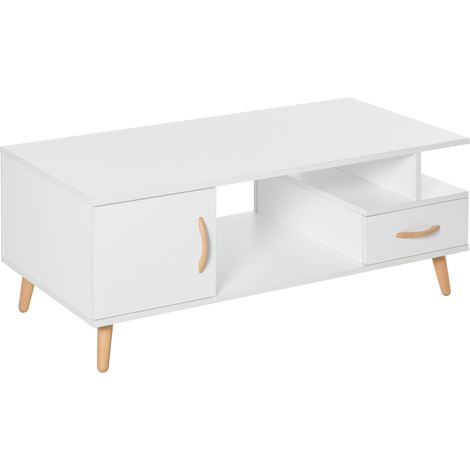 HOMCOM Modern Minimalism Storage Coffee Table Wooden Living Room w/ Drawer
