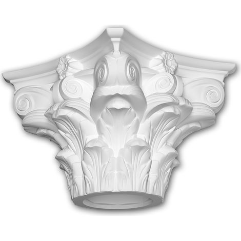 Chapiteau de colonne Profhome 411302 Moulure de façade Colonne Élément de façade style corinthien blanc