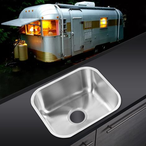 Zubehör für Wohnmobile: 400340180 mm Edelstahl 304 Spülbecken/Waschbecken mit 90 mm Abflussgarnitur für Wohnmobile, Wohnwagen, Yachten, Badezimmer und Küchen (GR-540) (Übergröße) (Übergewicht) (1/5)