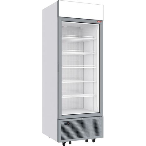 Vitrine ventilée négative vitrée 646L - 5 niveaux fixes caisson lumineux double vitrage - BLANCHE - Diamond