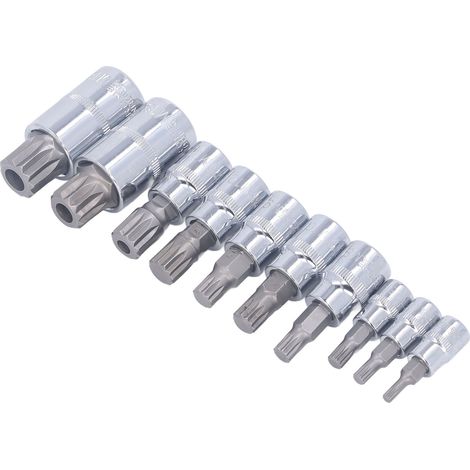 10 Douilles Triple Carré M4-M18 pour Embouts 1/4, 3/8, 1/2" CR-V avec Coffret de Rangement (1/5)