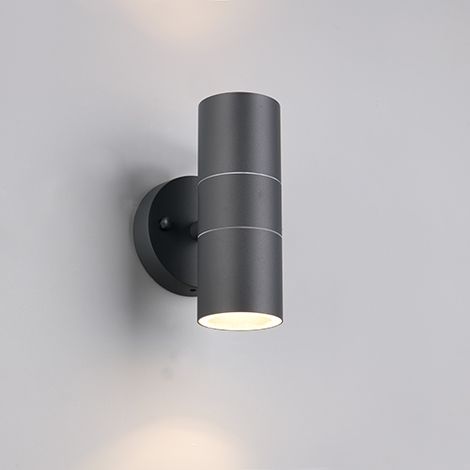 Applique murale extérieure cylindrique noire haut bas 2xGU10 IP44 TURIA Trio (1/3)