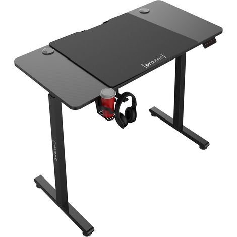Bureau table poste de travail électrique à hauteur réglable assis debout plateau rectangulaire 120 x 60 cm noir (1/5)