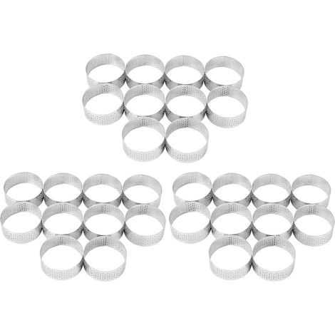 30 aros para pasteles de acero inoxidable de 5 cm, perforados y resistentes al calor. (1/5)