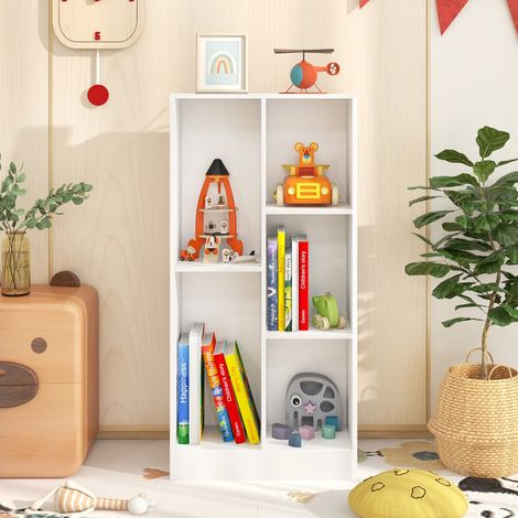 Bibliothèque Armoire à Livres 5 Cases 2 Kits Bois Blanc 50 cm Autoportante (1/3)