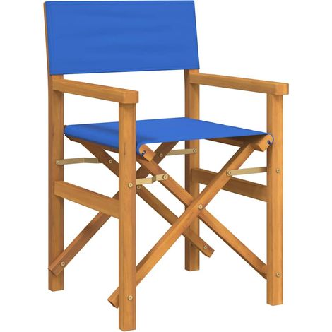 Maison Exclusive - Sedia da Regista Pieghevole Blu in Legno Massello di Teak (1/5)