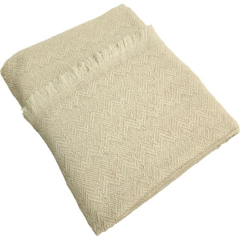 Plaid Coton - 1 Pièce - Rayas Beige - 230x260 cm - Couvre Canapé Et Lit - Doux Et Respirant (1/5)