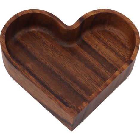 Herzförmiges Serviertablett aus glattem Walnussholz für Obst und Nüsse, 14,5 x 14,5 cm, elegant