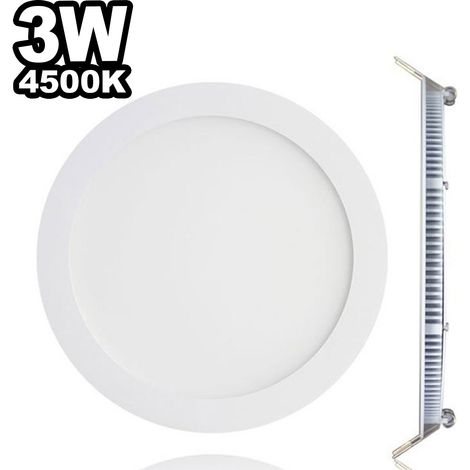 Europalamp – Spot encastrable LED rond extra-plat 3W – Blanc neutre 4500K – Économie d'énergie 80% – Installation facile dans faux-plafonds