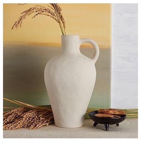 QAZQA Vase en Céramique, Grand Vase à Fleurs Blanc, Décoration Vase de Table Moderne, Vase Décoratif de Haute Qualité, pour Maison, Fête, Centre de Table de Mariage(25.6cm) (1/5)