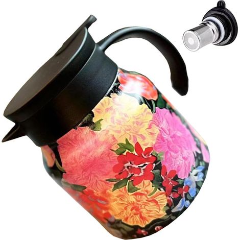 1 Thermique,Acier inoxydable,Filtre intégré,Motif floral,800 ml,Maison,Bureau (1/5)