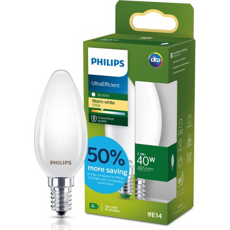 ampoule LED classe A, 40W, culot E14, blanc chaud 2700K, verre (1/5)