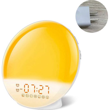 Nachttischlampe mit Sonnenaufgangs-/Sonnenuntergangssimulation – Farbiges Umgebungslicht für besseren Schlaf – Amerikanische Standards
