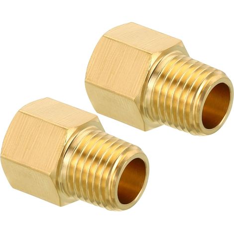 Laiton Tuyau Raccord Hex 1/4 NPT Mâle x 1/4 NPT Femelle 2pcs (1/5)
