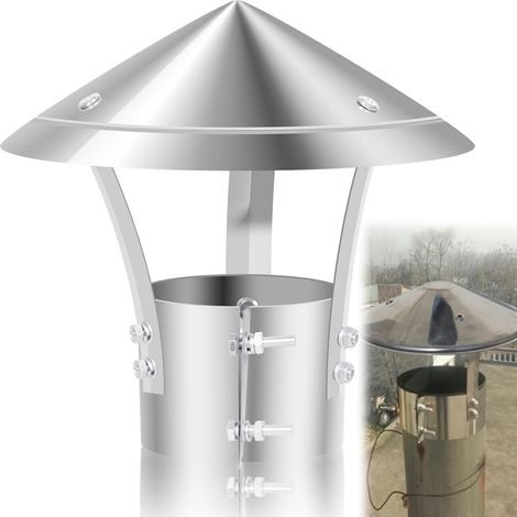 Couvercle de cheminée en acier inoxydable 75 mm – Hotte de cheminée en acier inoxydable pour tuyaux de poêle Ø 75 mm avec bande de serrage, capot de pluie en acier inoxydable - Comme protection contre (1/5)