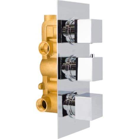 OLIVE 3 Dial 3 Outlet Concealed Thermostatic Shower - Square- Refined valve (1/5)
