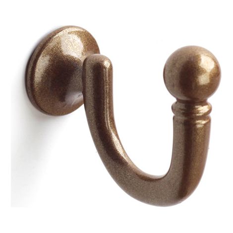 Colgador de pared clásico atornillable con acabado bronce. Dimensiones: 22x41x50 mm -