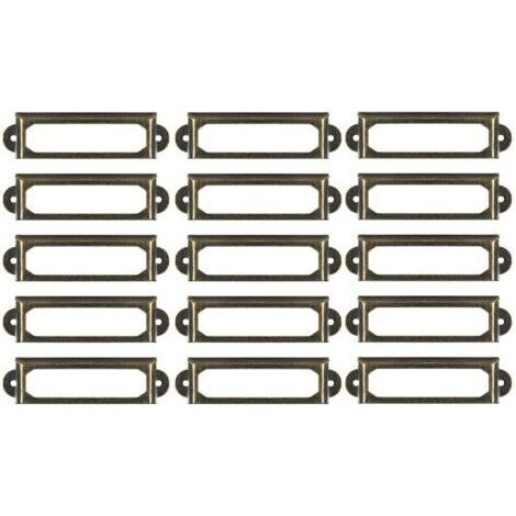 Lot de 50 porte-étiquettes en métal pour meubles, tiroirs, armoires, étiquettes pour bureau, bibliothèque, bibliothèque, étagères Bronze (1/3)