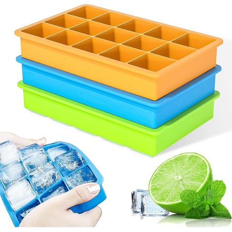 Bacs à glaçons, lot de 3 bacs à glaçons en silicone, moules à glaçons souples et faciles à démouler (15 glaçons) (1/5)