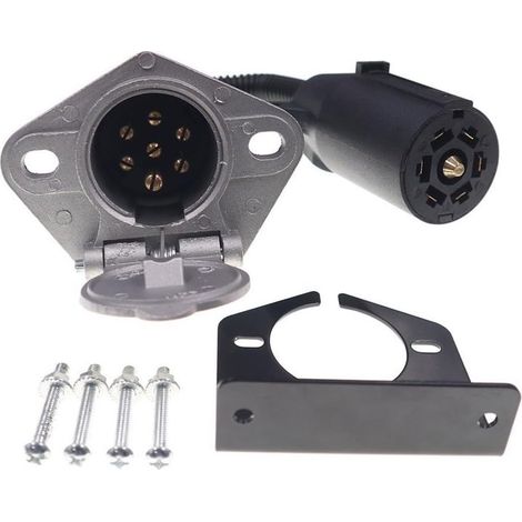 Connecteur Attelage 7 Pins pour cuivre Galvanisé pour robuste  Conversion 7 pour broches vers ronde, étanche IP67, plastique ABS , usage caravanage et bateau (1/5)