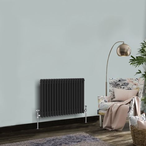 Traditional Vintage Cast Iron Style Radiator Black 2 Column 600 x 830mm