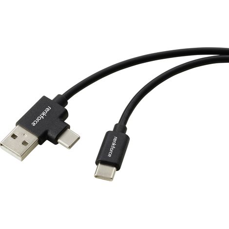Renkforce USB-Kabel USB 2.0 USB-C® Stecker, USB-A Stecker 1.00 m Schwarz RF-7116120 (1/5)