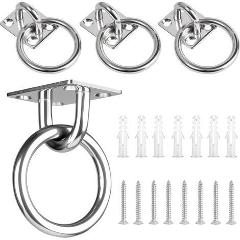 4 Pièces Crochet Suspension Plafond M5 en Inox avec Vis, Plaques à Oeil (1/5)