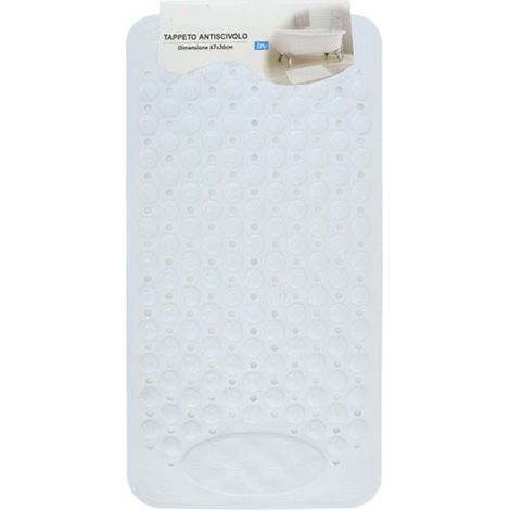 TRADE SHOP - Tappeto Tappetino Antiscivolo Bianco Per Vasca Da Bagno Doccia 67 X 36 Cm 87556 -