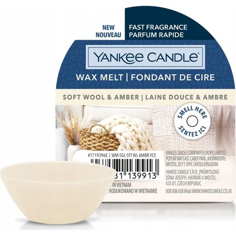 Candela Yankee Candle in cera morbida color lana e ambra, 22 g (1/2)