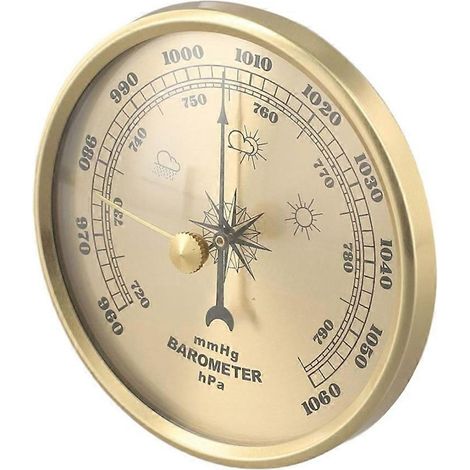Pièce de rechange pour baromètre à plaque avec thermomètre et hygromètre pour station météo domestiqueen métal doré (1/5)