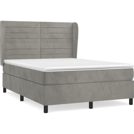 Maison Exclusive - Giroletto a Molle con Materasso Grigio Chiaro 140x190cm Velluto (1/5)